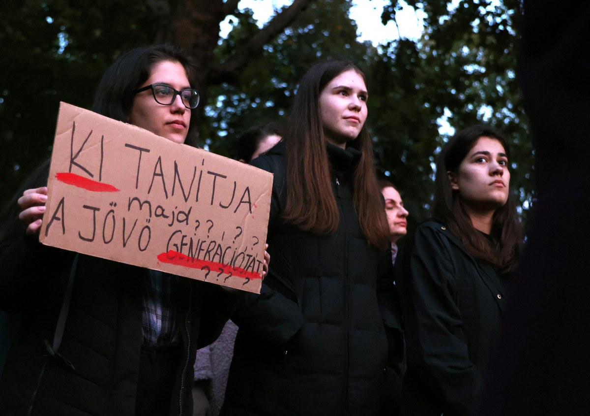 tanárok, diákok, demonstráció, tiltakozás, tüntetés