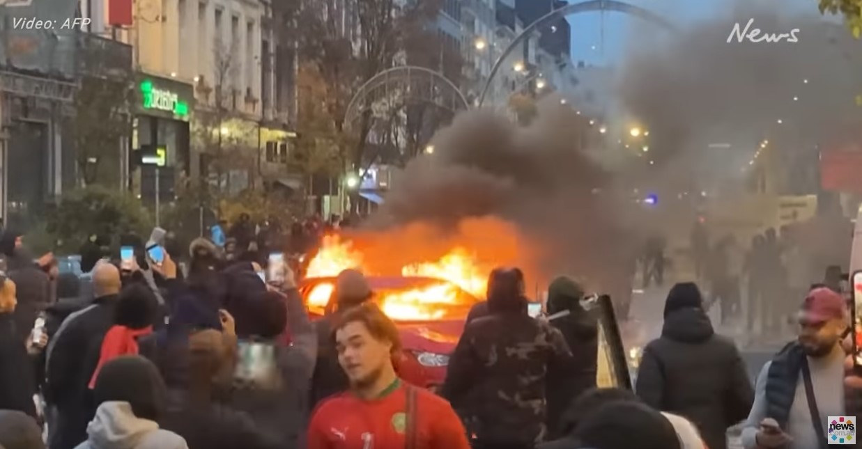 Zavargások Brüsszelben a Marokkó elleni meccs után