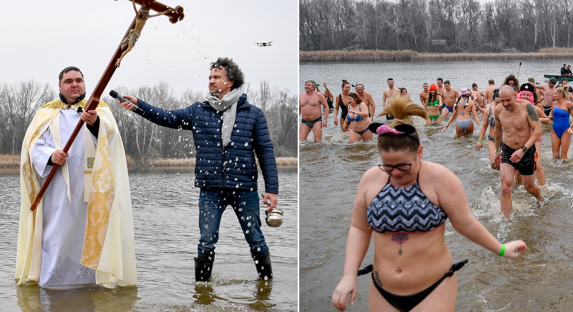 Újévi csobbanás Tiszafüreden és a Tisza-tó megáldása