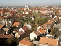Szeged, Szent István tér, víztorony, látkép, város