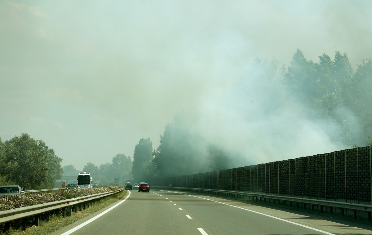 M5, autópálya, tűz, avar tűz, füst