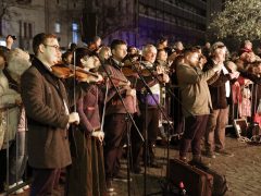 Szeged, Szent István tér, télbúcsúztató, máglya elégették, télbanya, kiszebáb