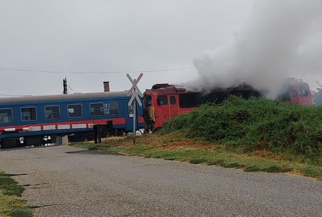 Kigyulladt mozdony Tiszafüred