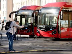 Szeged, ZÖLD BUSZ PROGRAM, sajtótájékoztató, környezetkímélő, elektromos meghajtású, troli, trolibusz, Széchenyi tér, közlekedés, tömegközlekedés