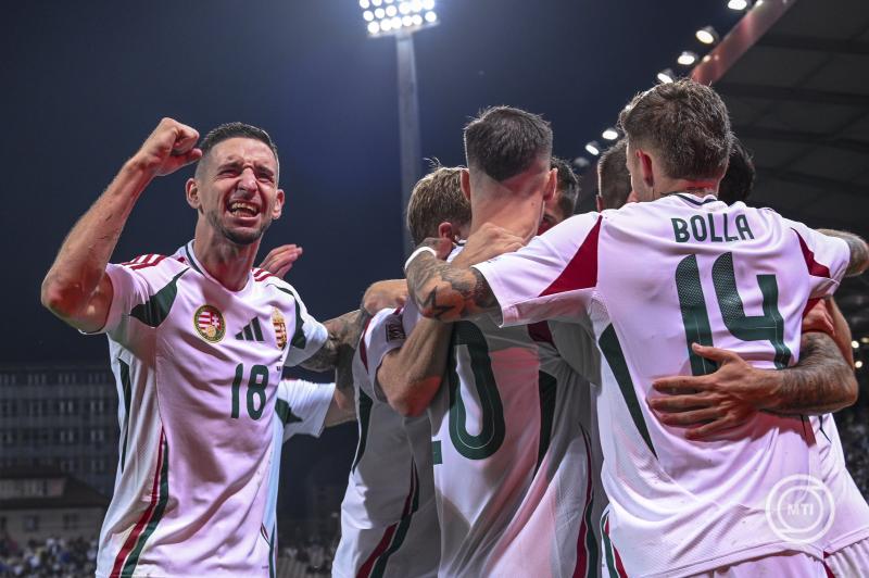 Zenica, 2024. október 14. Nagy Zsolt (b) gólöröme a labdarúgó Nemzetek Ligája A divíziójának 3. csoportjában játszott Bosznia-Hercegovina - Magyarország mérkőzésen Zenicában, a Bilino Polje Stadionban 2024. szeptember 14-én. MTI/Illyés Tibor