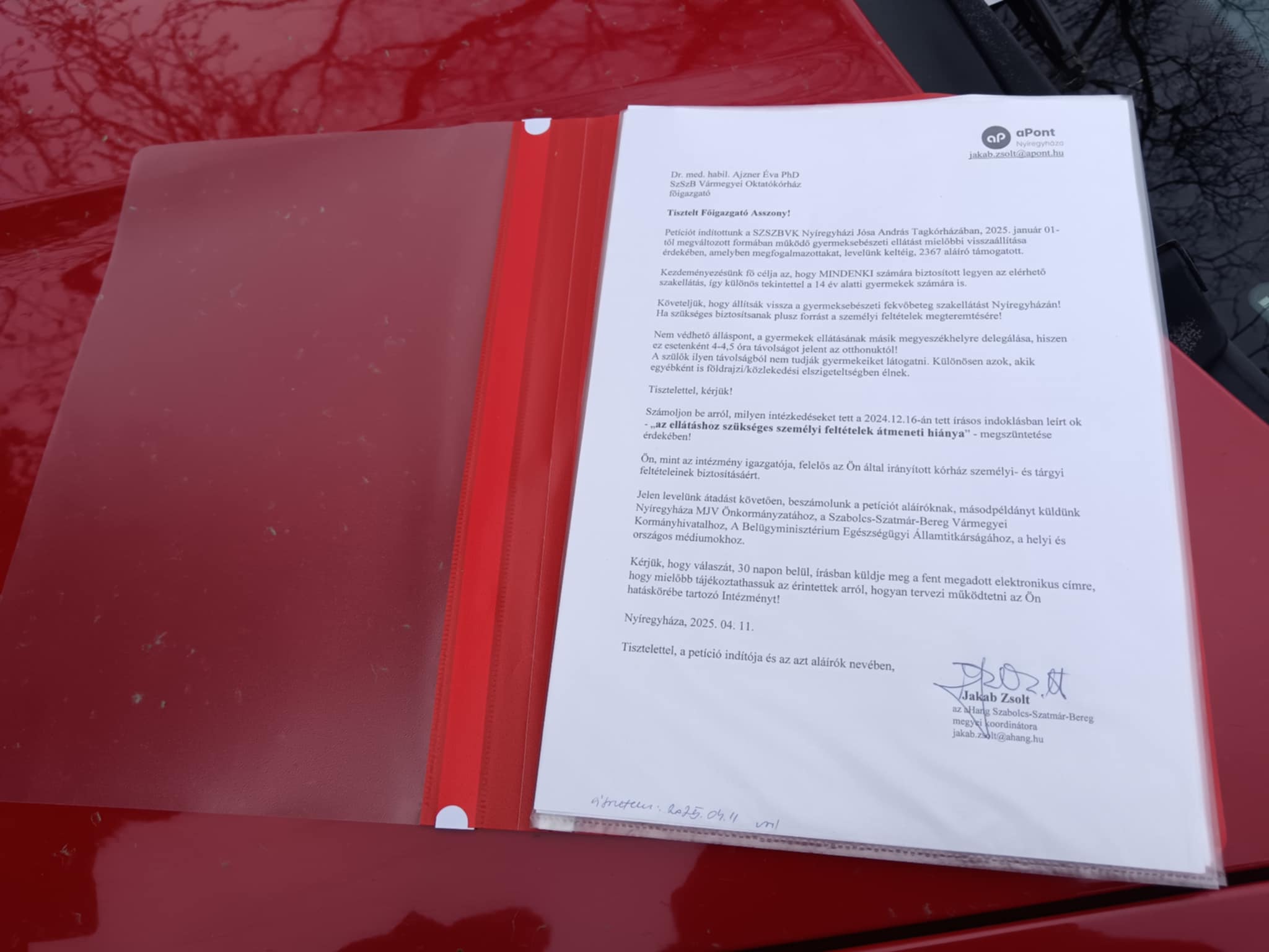 aHang petíció, Nyíregyháza